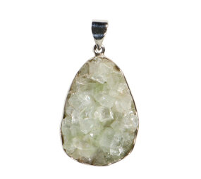 Zilveren hanger apofylliet (groen) | druppel ruw 3,8 x 2,7 cm Zilveren hanger apofylliet (groen) | druppel ruw 3,8 x 2,7 cm