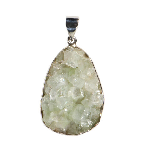 Zilveren hanger apofylliet (groen) | druppel ruw 3,8 x 2,7 cm Zilveren hanger apofylliet (groen) | druppel ruw 3,8 x 2,7 cm
