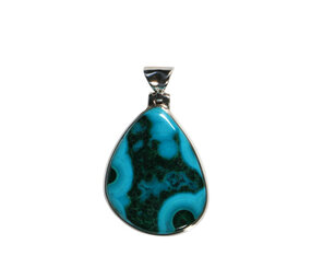 Zilveren hanger chrysocolla met malachiet | druppel 2,9 x 2,2 cm Zilveren hanger chrysocolla met malachiet | druppel 2,9 x 2,2 cm