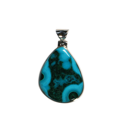 Zilveren hanger chrysocolla met malachiet | druppel 2,9 x 2,2 cm Zilveren hanger chrysocolla met malachiet | druppel 2,9 x 2,2 cm