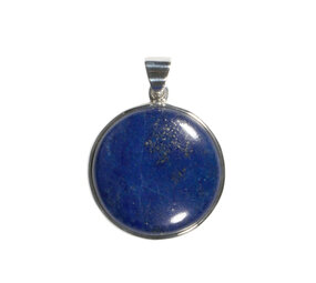 Zilveren hanger lapis lazuli | rond 2,7 cm