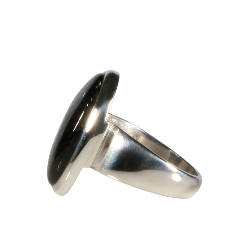 Zilveren ring nuummiet maat 17 1/2 | ovaal 2 x 1,2 cm