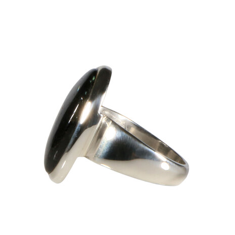 Zilveren ring nuummiet maat 17 1/2 | ovaal 2 x 1,2 cm