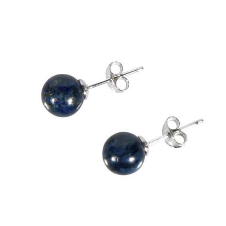 Zilveren oorstekers lapis lazuli bol 8 mm Zilveren oorstekers lapis lazuli bol 8 mm