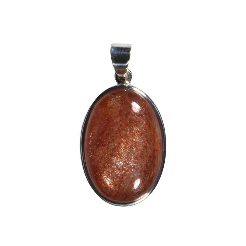 Zilveren hanger zonnesteen | ovaal 2,8 x 1,9 cm
