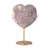 Toermalijn (roze) met lepidoliet edelsteen hart 18 cm op standaard Toermalijn (roze) met lepidoliet edelsteen hart 18 cm op standaard