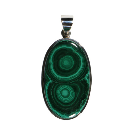 Zilveren hanger malachiet | ovaal 3,7 x 2,2 cm Zilveren hanger malachiet | ovaal 3,7 x 2,2 cm