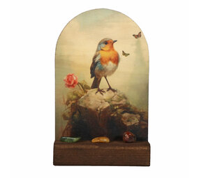 Altaartje "Goede reis" roodborstje met edelstenen