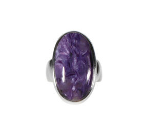 Zilveren ring charoiet maat 18 1/2 | ovaal 2,5 x 1,5 cm Zilveren ring charoiet maat 18 1/2 | ovaal 2,5 x 1,5 cm