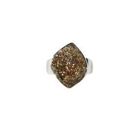 Zilveren ring pyriet (regenboog) maat 19 1/2 | ruit ruw 2,1 x 1,7 cm Zilveren ring pyriet (regenboog) maat 19 1/2 | ruit ruw 2,1 x 1,7 cm