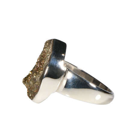 Zilveren ring pyriet (regenboog) maat 19 1/2 | ruit ruw 2,1 x 1,7 cm Zilveren ring pyriet (regenboog) maat 19 1/2 | ruit ruw 2,1 x 1,7 cm