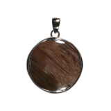 Zilveren hanger versteend hout | rond 3 cm (2) Zilveren hanger versteend hout | rond 3 cm (2)