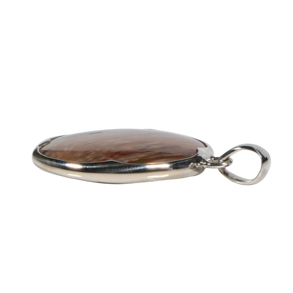 Zilveren hanger versteend hout | rond 3 cm (2) Zilveren hanger versteend hout | rond 3 cm (2)