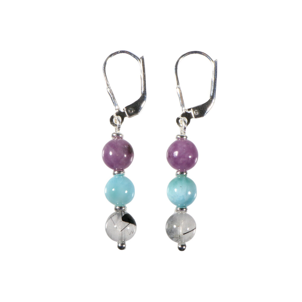 Zilveren oorbellen stemmingswisselingen 6 mm kralen Zilveren oorbellen stemmingswisselingen 6 mm kralen