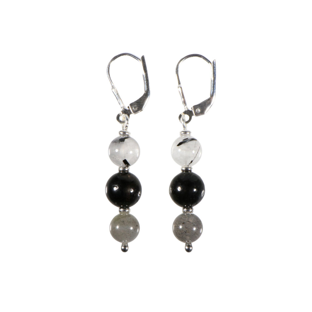 Zilveren oorbellen zwarte magie (bescherming) 6 & 8 mm kralen Zilveren oorbellen zwarte magie (bescherming) 6 & 8 mm kralen