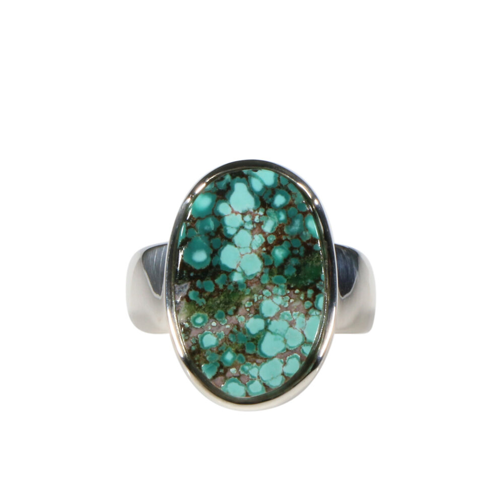 Zilveren ring turkoois maat 17 | ovaal 1,7 x 1,2 cm