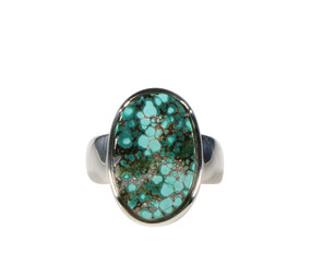 Zilveren ring turkoois maat 17 | ovaal 1,7 x 1,2 cm