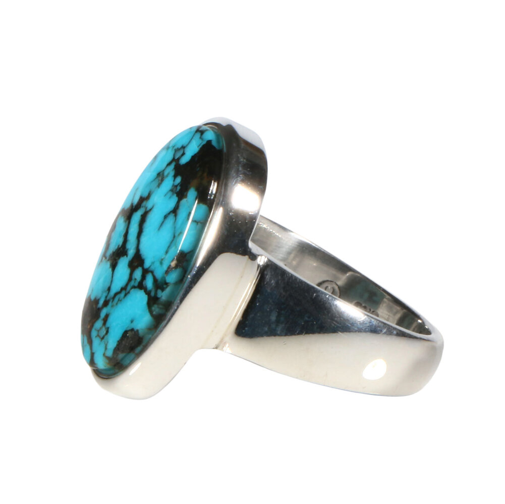 Zilveren ring turkoois maat 18 | ovaal 2 x 1,3 cm (1)