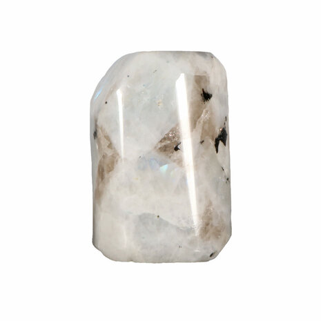 Maansteen (regenboog) met toermalijn sculptuur 6 x 5,5 x 4 cm | 295 gram