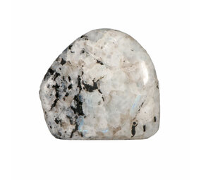 Maansteen (regenboog) met toermalijn sculptuur 8 x 7,5 x 3,5 cm | 315 gram