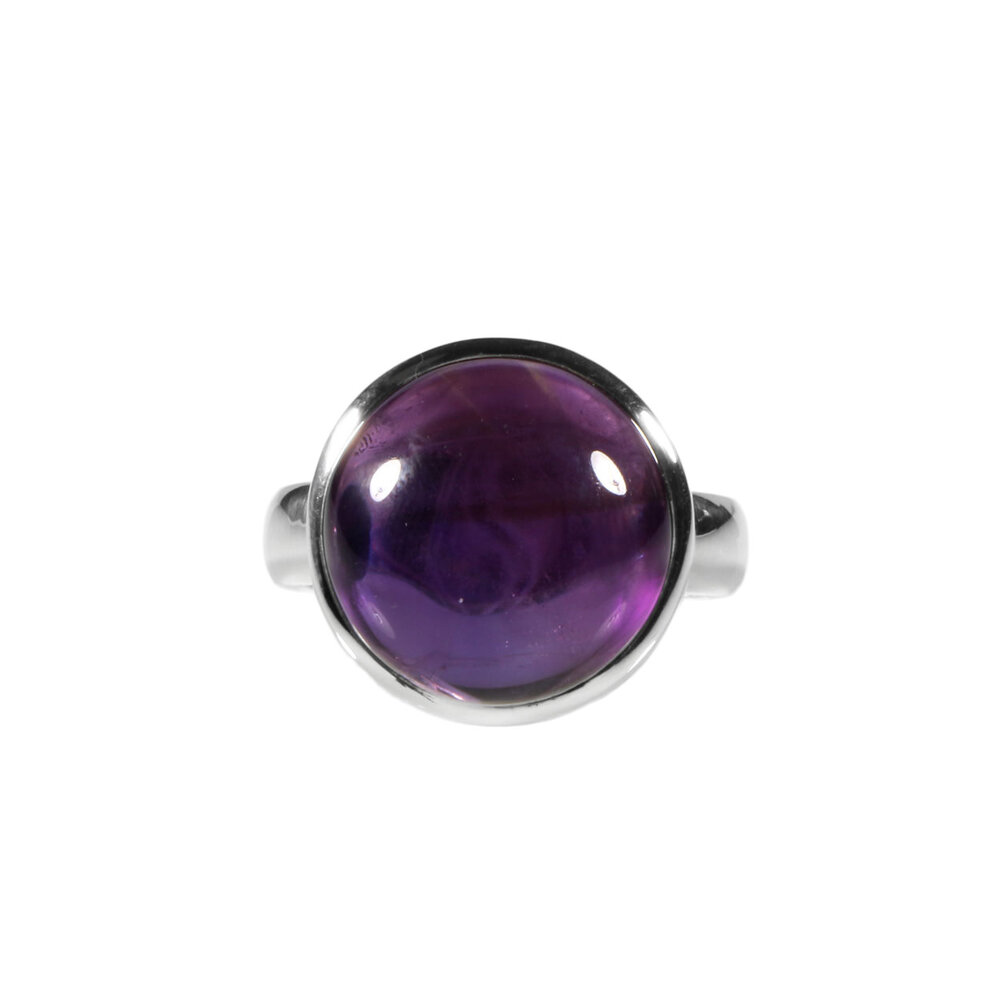 Zilveren ring amethist maat 20 | rond 1,6 cm Zilveren ring amethist maat 20 | rond 1,6 cm