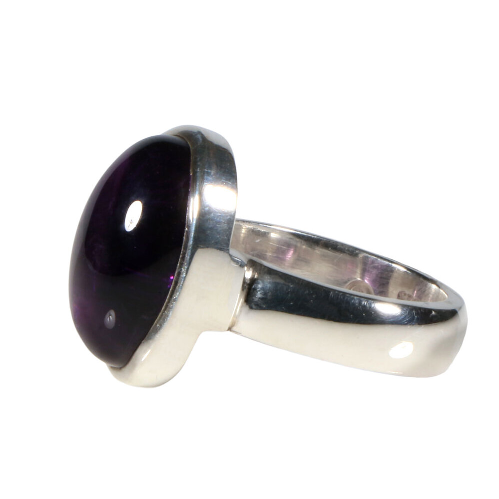 Zilveren ring amethist maat 16 1/2 | ovaal 1,5 x 1,1 cm