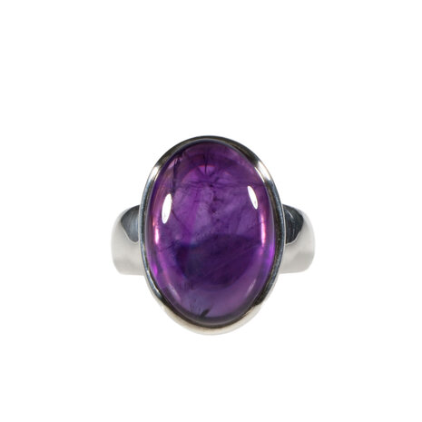 Zilveren ring amethist maat 19 | ovaal 2 x 1,4 cm Zilveren ring amethist maat 19 | ovaal 2 x 1,4 cm
