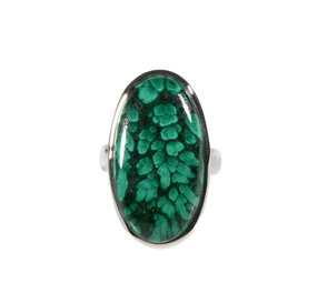 Zilveren ring malachiet maat 17 | ovaal 3 x 1,5 cm Zilveren ring malachiet maat 17 | ovaal 3 x 1,5 cm