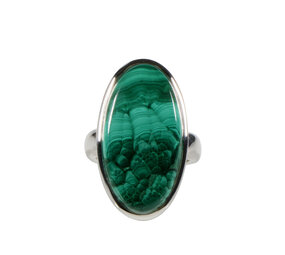 Zilveren ring malachiet maat 17 | ovaal 2,5 x 1,4 cm Zilveren ring malachiet maat 17 | ovaal 2,5 x 1,4 cm