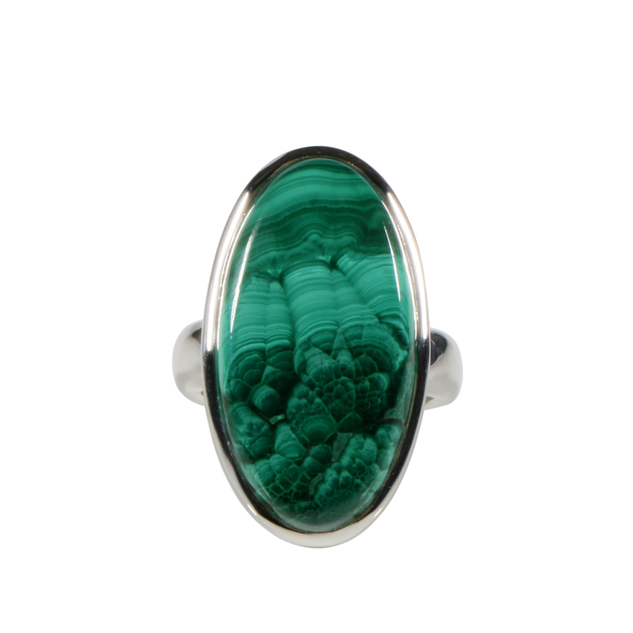 Zilveren ring malachiet maat 17 | ovaal 2,5 x 1,4 cm - Spiritual Garden