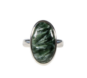 Zilveren ring serafiniet maat 19 1/2 | ovaal 2,3 x 1,4 cm Zilveren ring serafiniet maat 19 1/2 | ovaal 2,3 x 1,4 cm