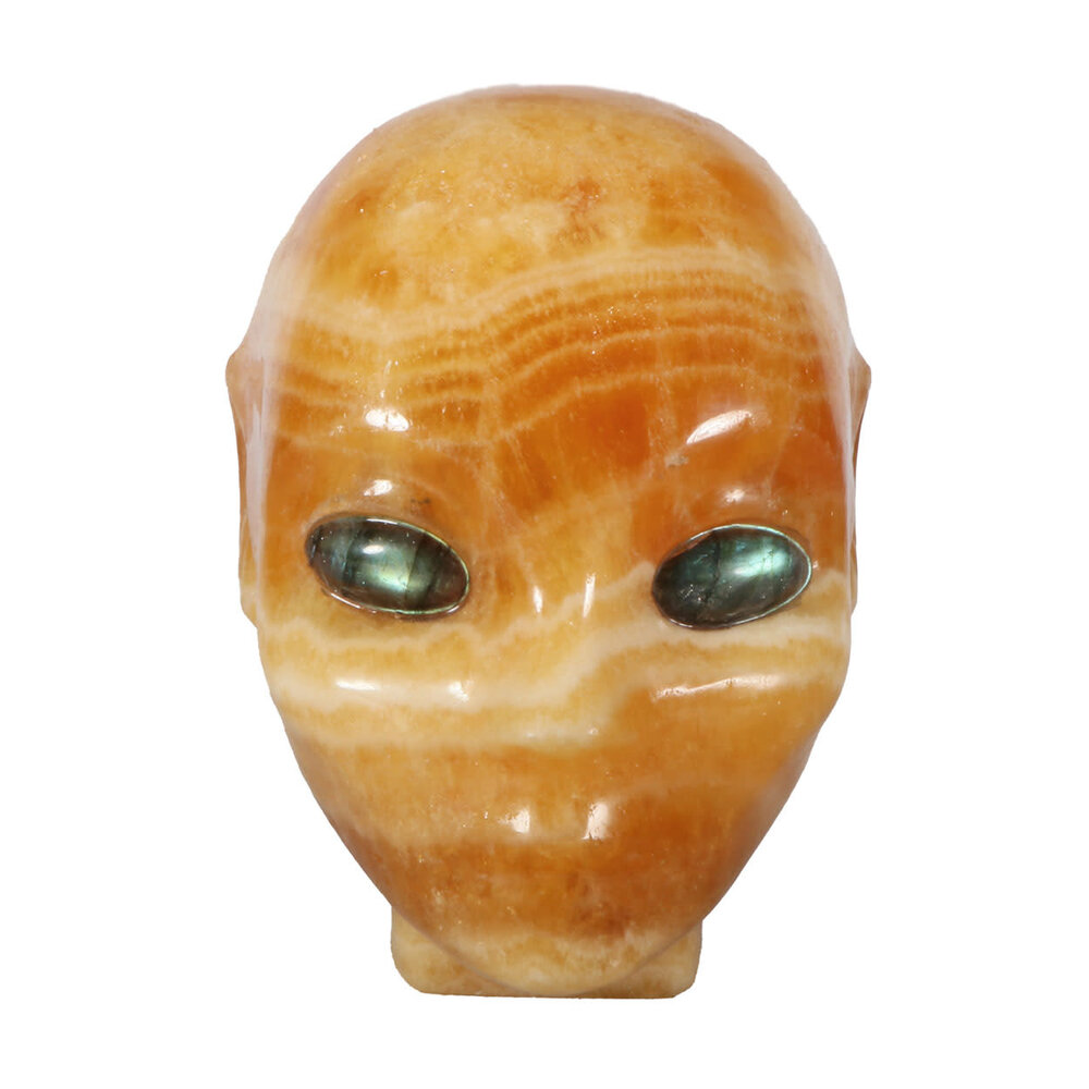 Calciet (oranje) fairy schedel 10 x 10 x 6 cm | 1006 gram