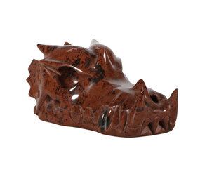 Obsidiaan (mahonie) draken schedel 13 x 6,5 x 5,5 cm | 412 gram