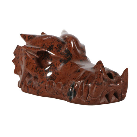 Obsidiaan (mahonie) draken schedel 13 x 6,5 x 5,5 cm | 412 gram