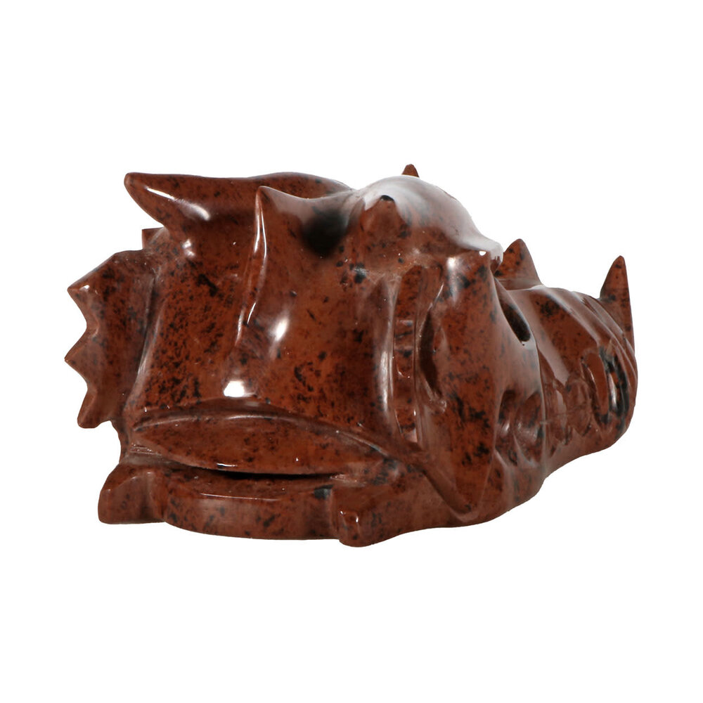 Obsidiaan (mahonie) draken schedel 13 x 6,5 x 5,5 cm | 412 gram