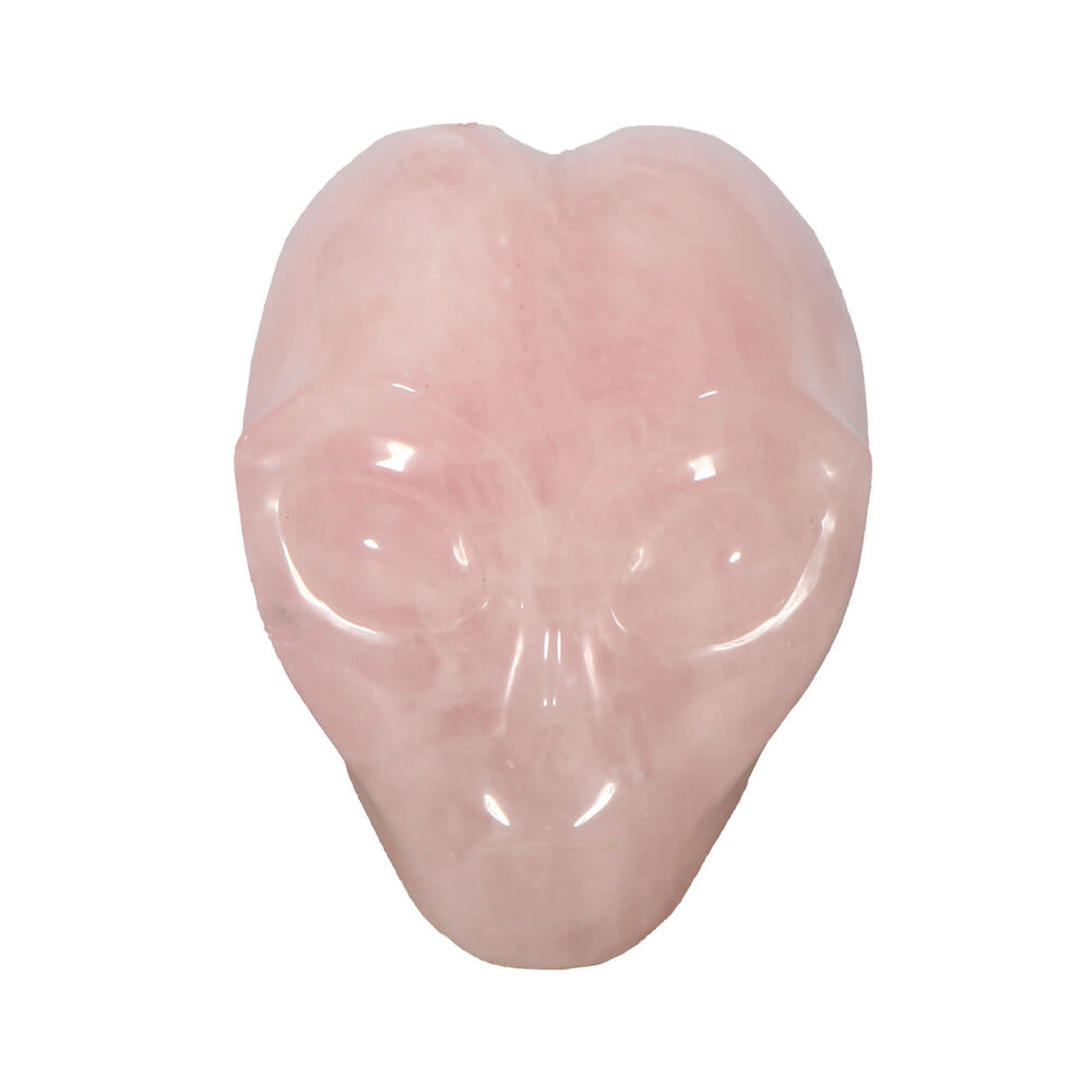 Rozenkwarts alien schedel 7,5 x 7,5 x 6 cm | 565 gram Rozenkwarts alien schedel 7,5 x 7,5 x 6 cm | 565 gram