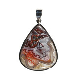 Zilveren hanger agaat (kant) | druppel 3,4 x 2,8 cm