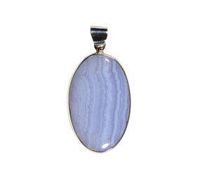 Zilveren hanger chalcedoon | ovaal 3,4 x 2,1 cm Zilveren hanger chalcedoon | ovaal 3,4 x 2,1 cm