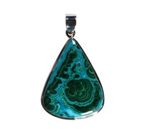 Zilveren hanger chrysocolla met malachiet | druppel 3,8 x 2,8 cm Zilveren hanger chrysocolla met malachiet | druppel 3,8 x 2,8 cm