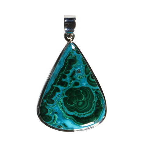 Zilveren hanger chrysocolla met malachiet | druppel 3,8 x 2,8 cm Zilveren hanger chrysocolla met malachiet | druppel 3,8 x 2,8 cm
