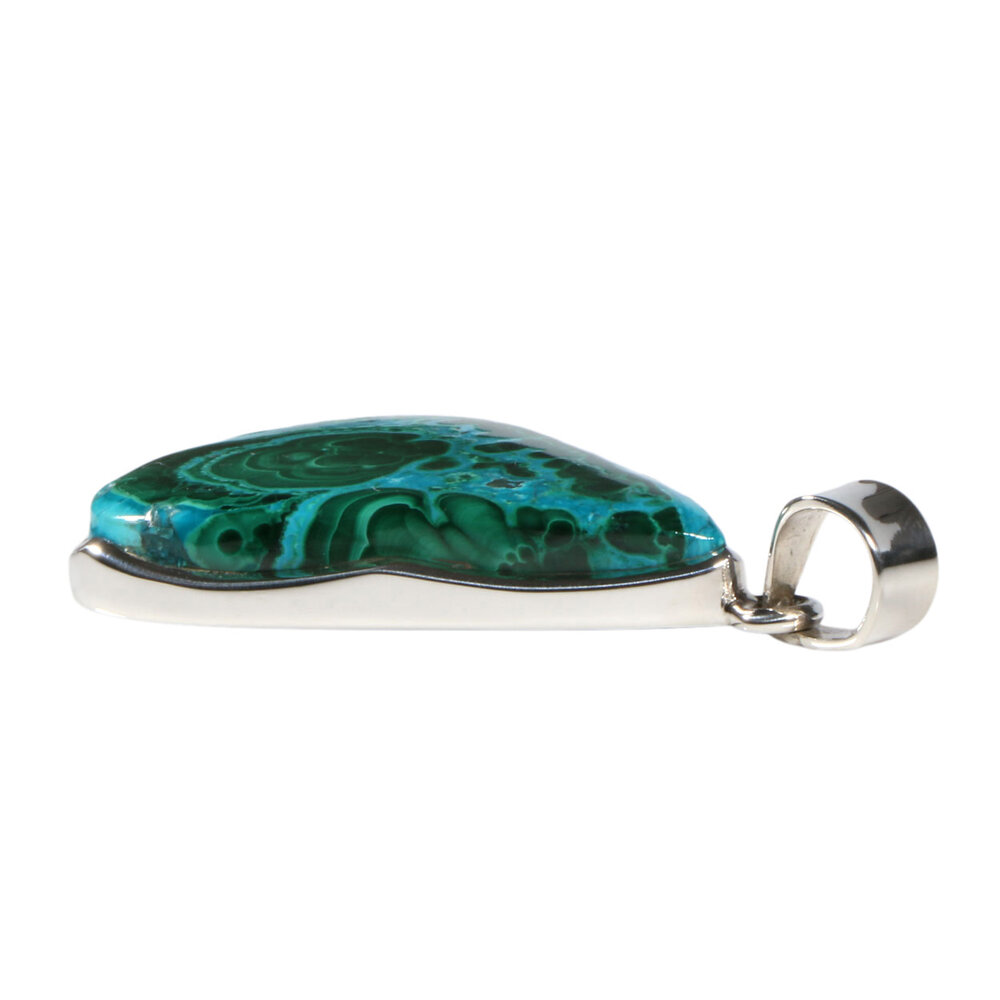 Zilveren hanger chrysocolla met malachiet | druppel 3,8 x 2,8 cm Zilveren hanger chrysocolla met malachiet | druppel 3,8 x 2,8 cm