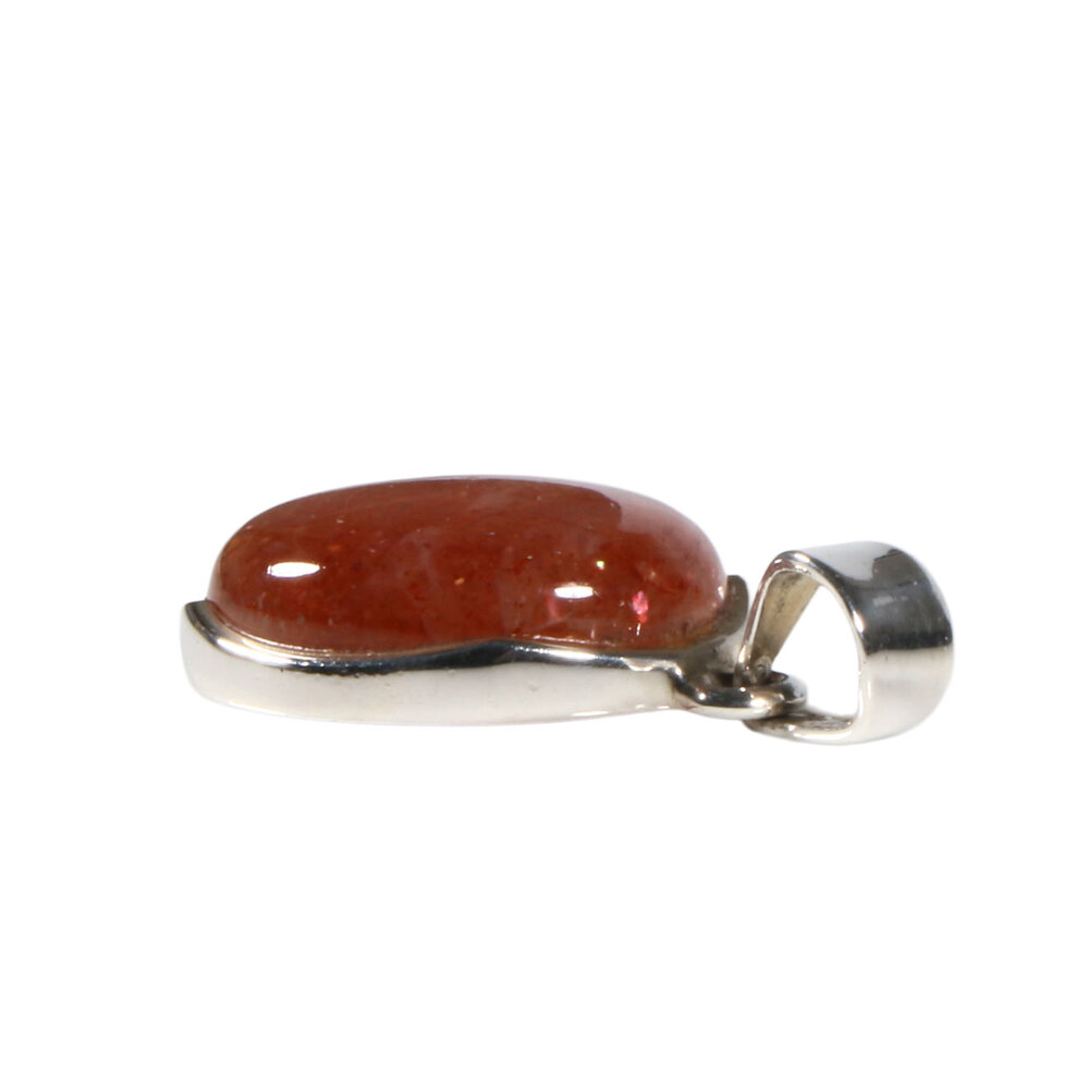 Zilveren hanger zonnesteen | ovaal 2 x 1,6 cm