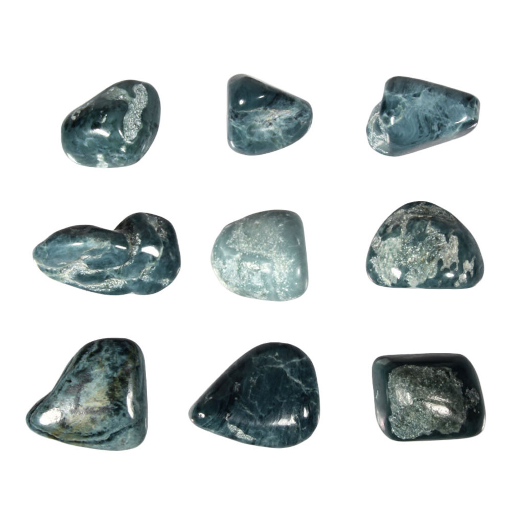 Jade (blauw) steen getrommeld 1 - 2 gram