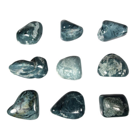Jade (blauw) steen getrommeld 1 - 2 gram