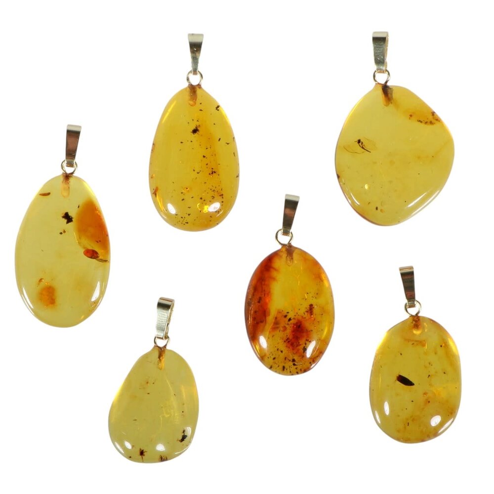 Barnsteen hanger met insect met 14k gouden oogje Barnsteen hanger met insect met 14k gouden oogje