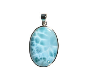 Zilveren hanger larimar | ovaal 3,7 x 2,6 cm Zilveren hanger larimar | ovaal 3,7 x 2,6 cm