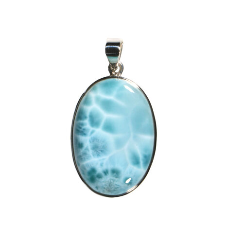 Zilveren hanger larimar | ovaal 3,7 x 2,6 cm Zilveren hanger larimar | ovaal 3,7 x 2,6 cm