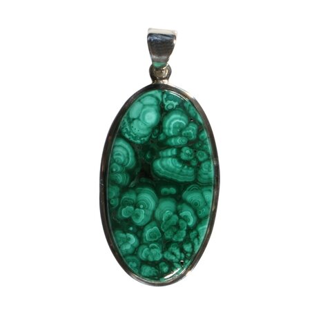 Zilveren hanger malachiet | ovaal 3,7 x 2,1 cm Zilveren hanger malachiet | ovaal 3,7 x 2,1 cm