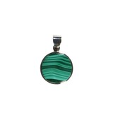 Zilveren hanger malachiet | rond 1,6 cm Zilveren hanger malachiet | rond 1,6 cm
