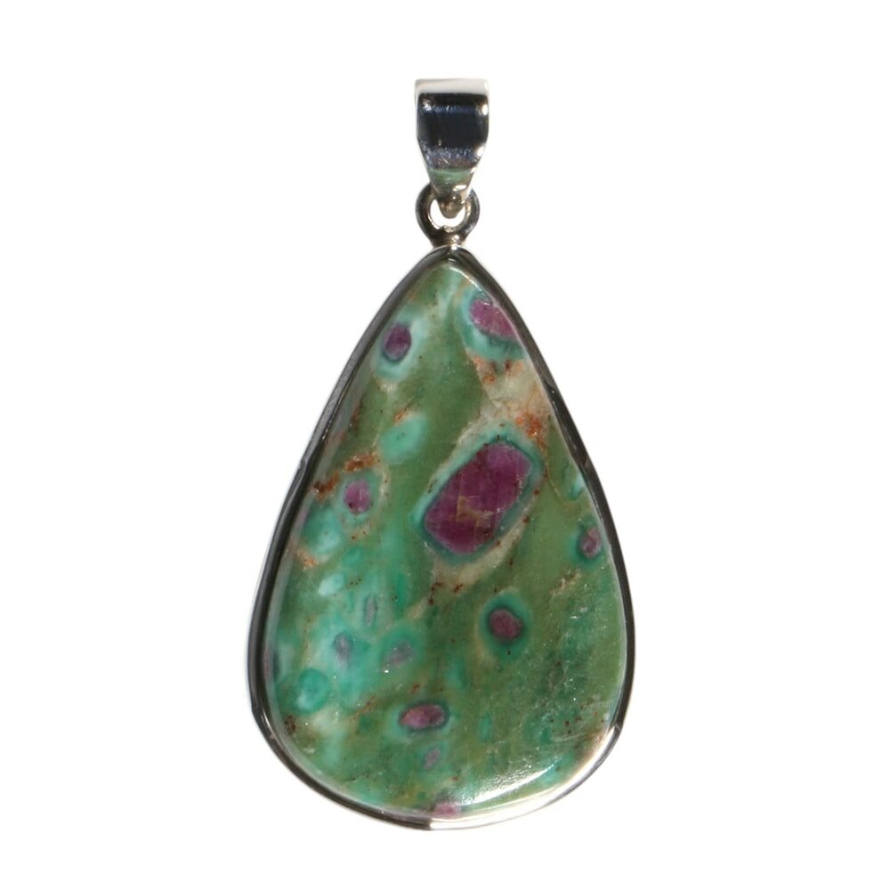 Zilveren hanger robijn in fuchsiet | druppel 3,7 x 2,5 cm Zilveren hanger robijn in fuchsiet | druppel 3,7 x 2,5 cm
